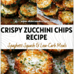 Golden Crispy Baked Parmesan Zucchini Chips arranged on a tray with a light dusting of cheese and herbs.